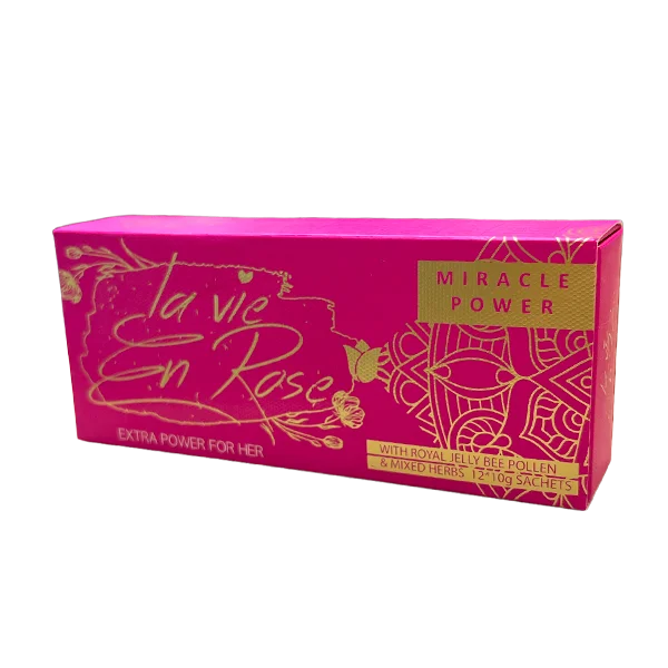 Boîte de 12 sachets de miel aphrodisiaque pour femme, revitalisant et stimulant.
