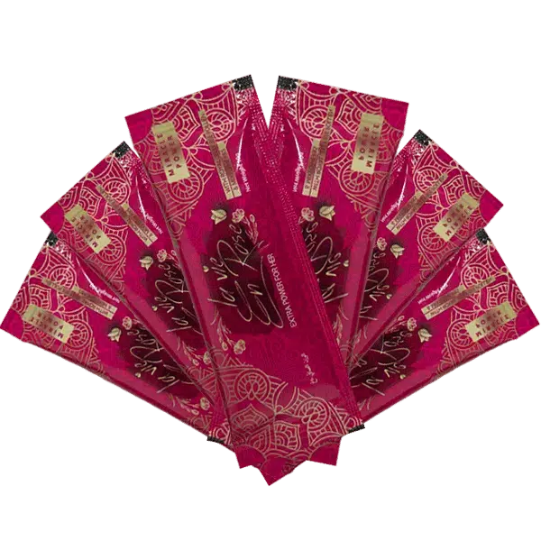 Pack de 6 sachets de miel aphrodisiaque La Vie en Rose, stimulant naturel pour les femmes.